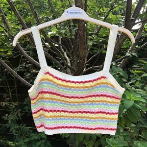 Pastel rainbow knit/ crochet crop top 🌈